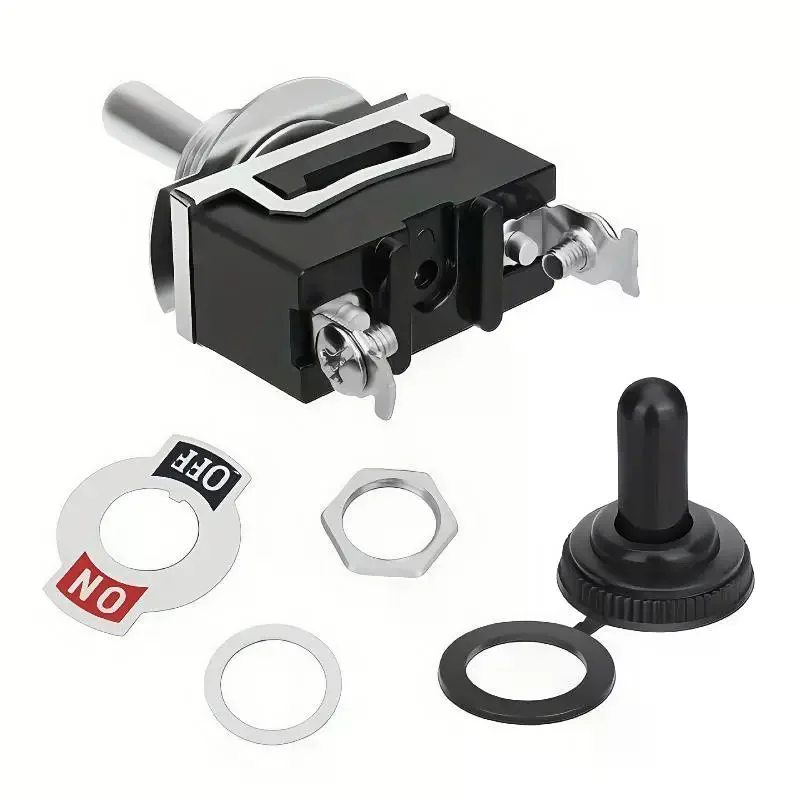 Toggle Switch 6Pcs Heat Resistant 2 Pin 2 Position ON OFF Rocker Switch with Waterproof Cap for DIY Electronic Projects