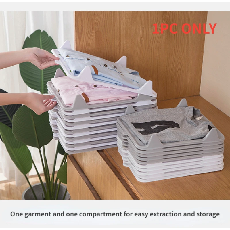 

Foldable Plastic Storage Rack, Stackable Organizer, Easy Tray, Tshirt, Folder Board, Wardrobe, Home Storage Divider, 1Pc