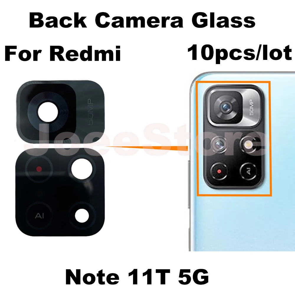 10pcs Back Camera Glass Lens For Xiaomi Redmi Note 10 10S 11 11T 8 9 Pro 5G Rear Camera Glass With Adhesive Sticker Repair Parts