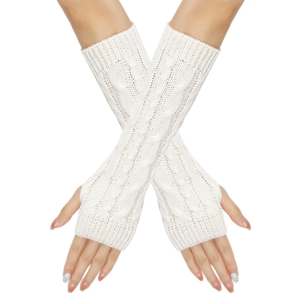 Fingerless Arm Sleeves Gloves Twists Decorative Pattern Knitted Arm Sleeve Gloves Soft Material Warm Lolita Gloves Winter