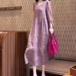 Fashionable Age Reducing Western Style Floral Dress for Spring/Summer 2024 High Style Waist Cinching Print Slim and Long Skirt