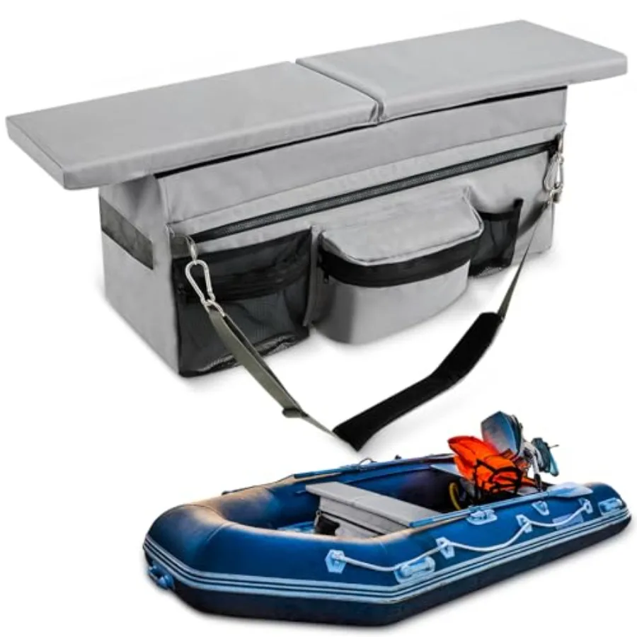 

Dghy flatable Boat Seat Cushion and Underseat Storage Bag with Pockets Thick Sponge Seat Water Resistant Outdoor Bench Cushion