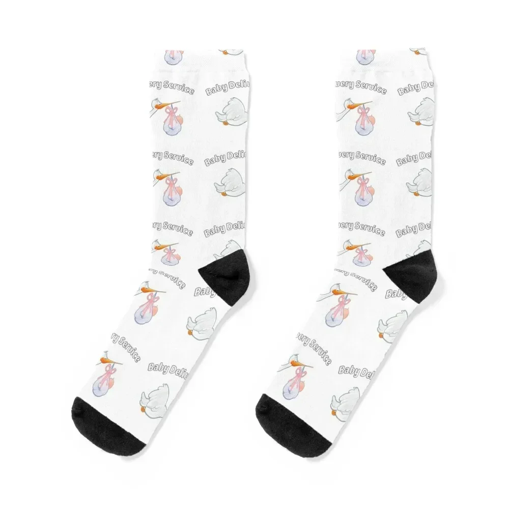 Baby Delivery Service! Funny midwife birth stork with baby Version in English Socks snow funny sock Women's Socks Men's