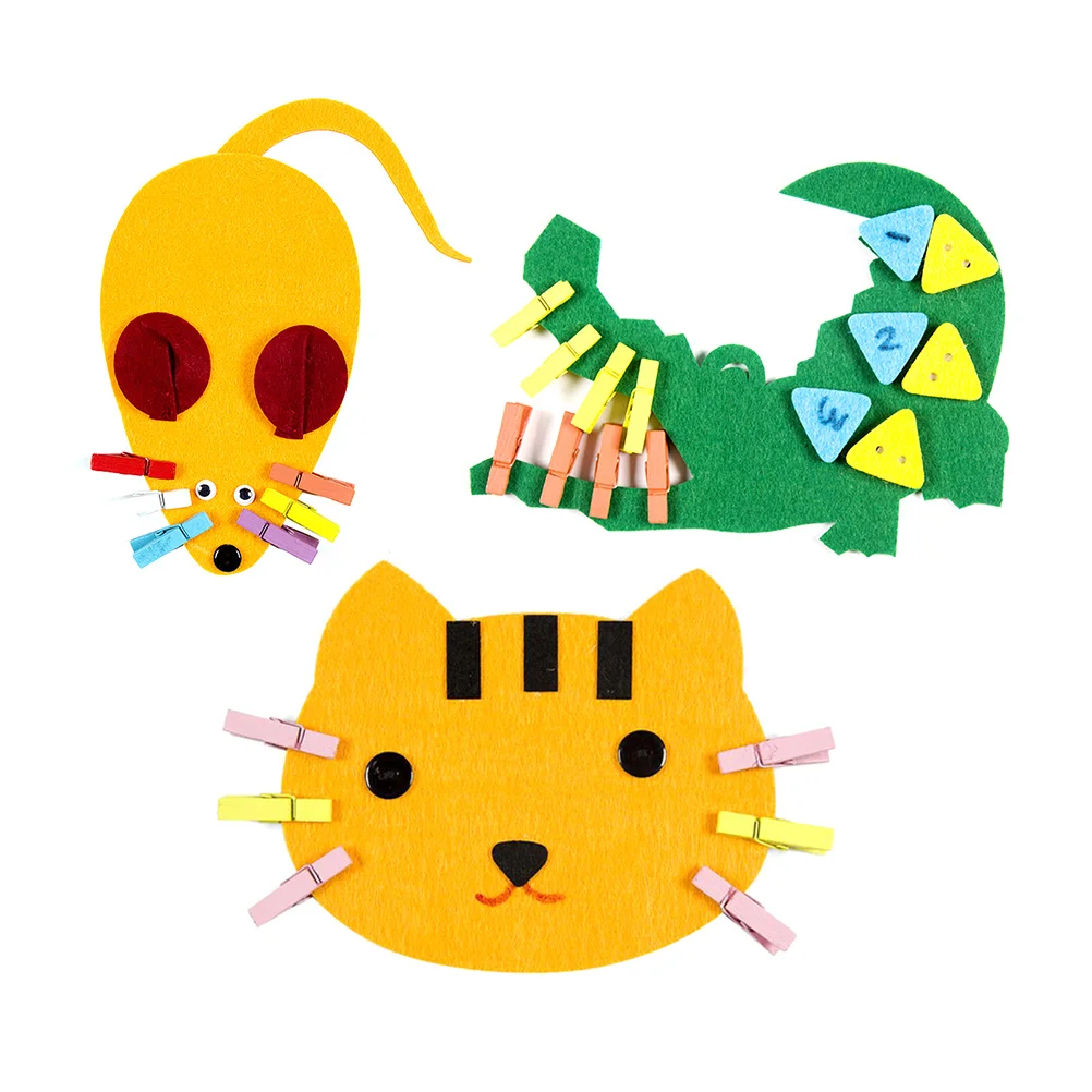 3 szt. Materiały do samodzielnego wykonania klipsów dla dzieci, zabawka edukacyjna dla najmłodszych, wzór z kreskówki, idealna do nauki dla małych dzieci, pomoc dydaktyczna.