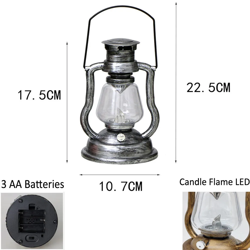 Vintage Horse Lantern Camping Light Battery LED Candle Flame Portable Tent Oil Lamp LED Table Ramadan Decoration Garden Lantern