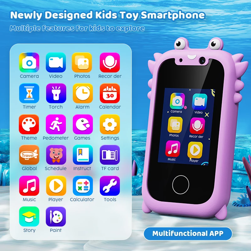 Juguetes De teléfono inteligente para niños y niñas, pantalla táctil, juguete celular de aprendizaje para niños pequeños, Juego de Cámara Dual, reproductor de música, regalos de navidad