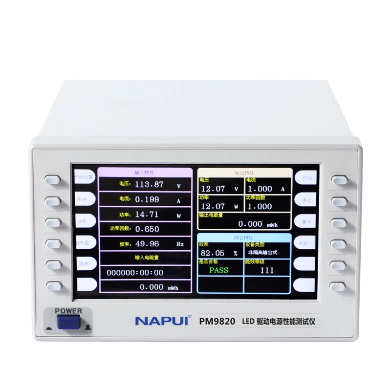 Fabricante napui pm9820 led power driver entrada e saída características equipamento de testes