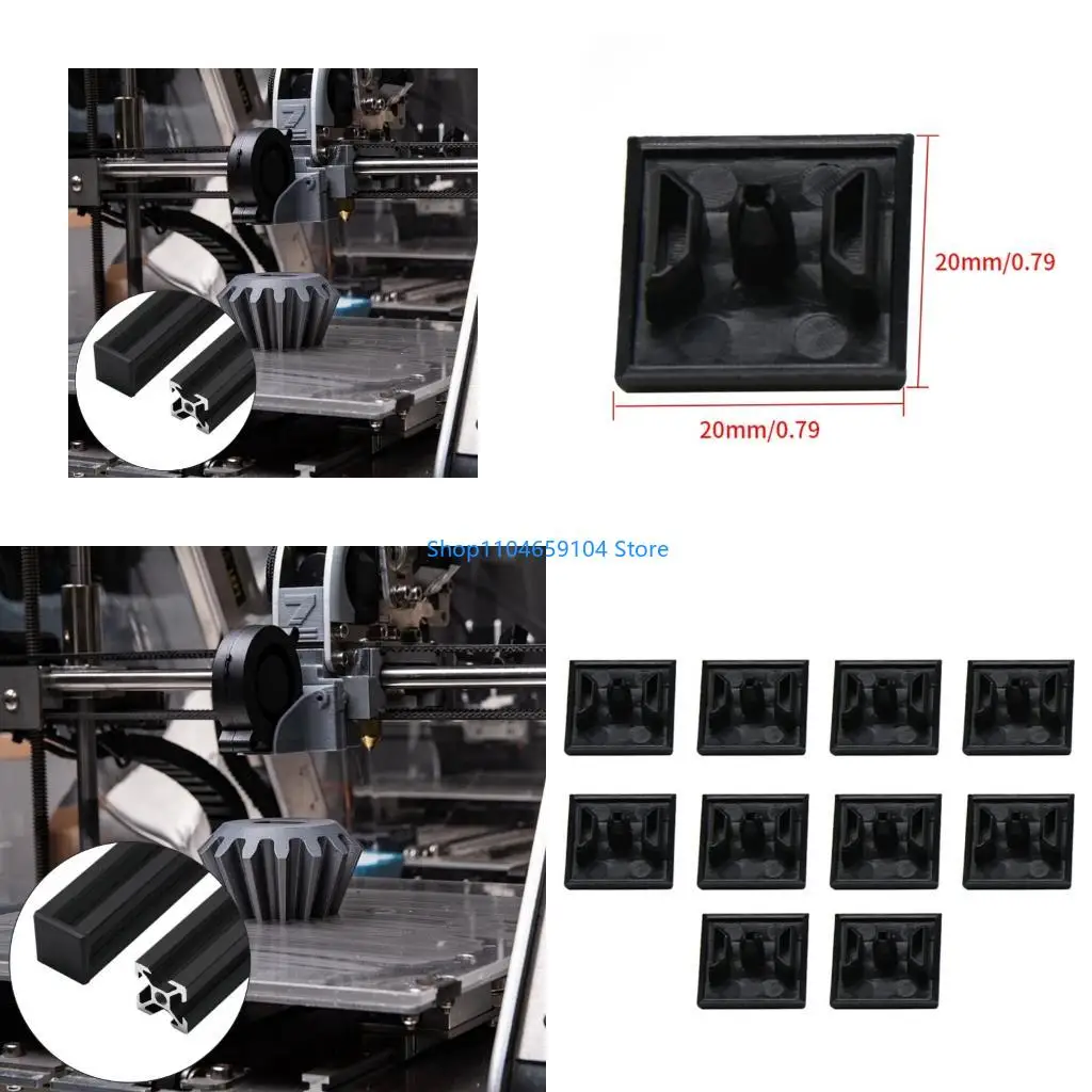 

Industrial 20x20mm V Slot End Caps Set Of 10 ABS Black Protective Plugs With 4.2mm Hole For Routers Printer Parts