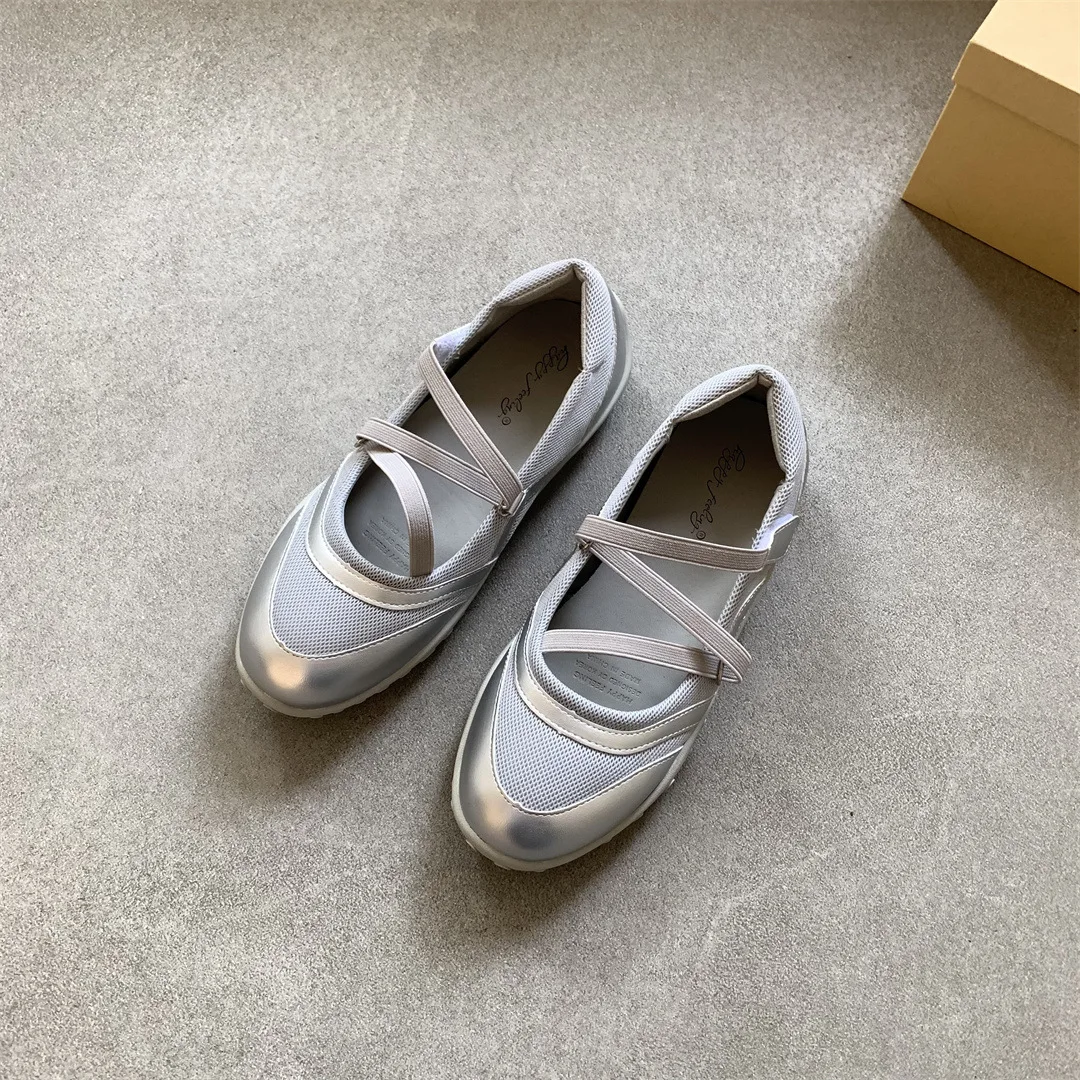 

Женские одинарные туфли, мягкие и липкие балетки, весна-лето, эластичная лента на липучке, спортивная повседневная обувь с неглубоким носком, сандалии