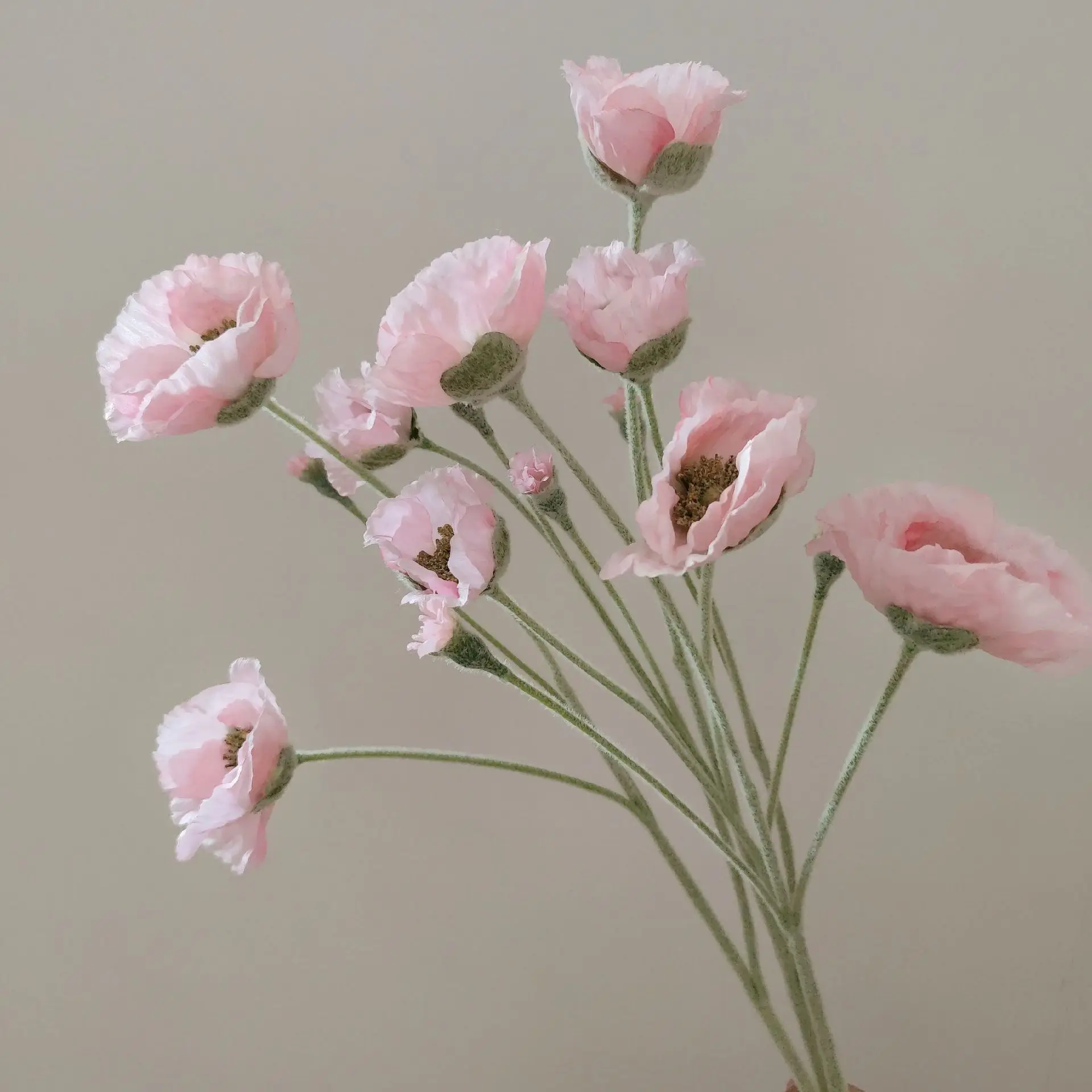5 Stück künstliche beflockte Mohnblumen für Heimdekoration, Seidenmohn, Brautstrauß, Hochzeitsdekoration, Party, künstliche Blumenarrangements – Detail 21