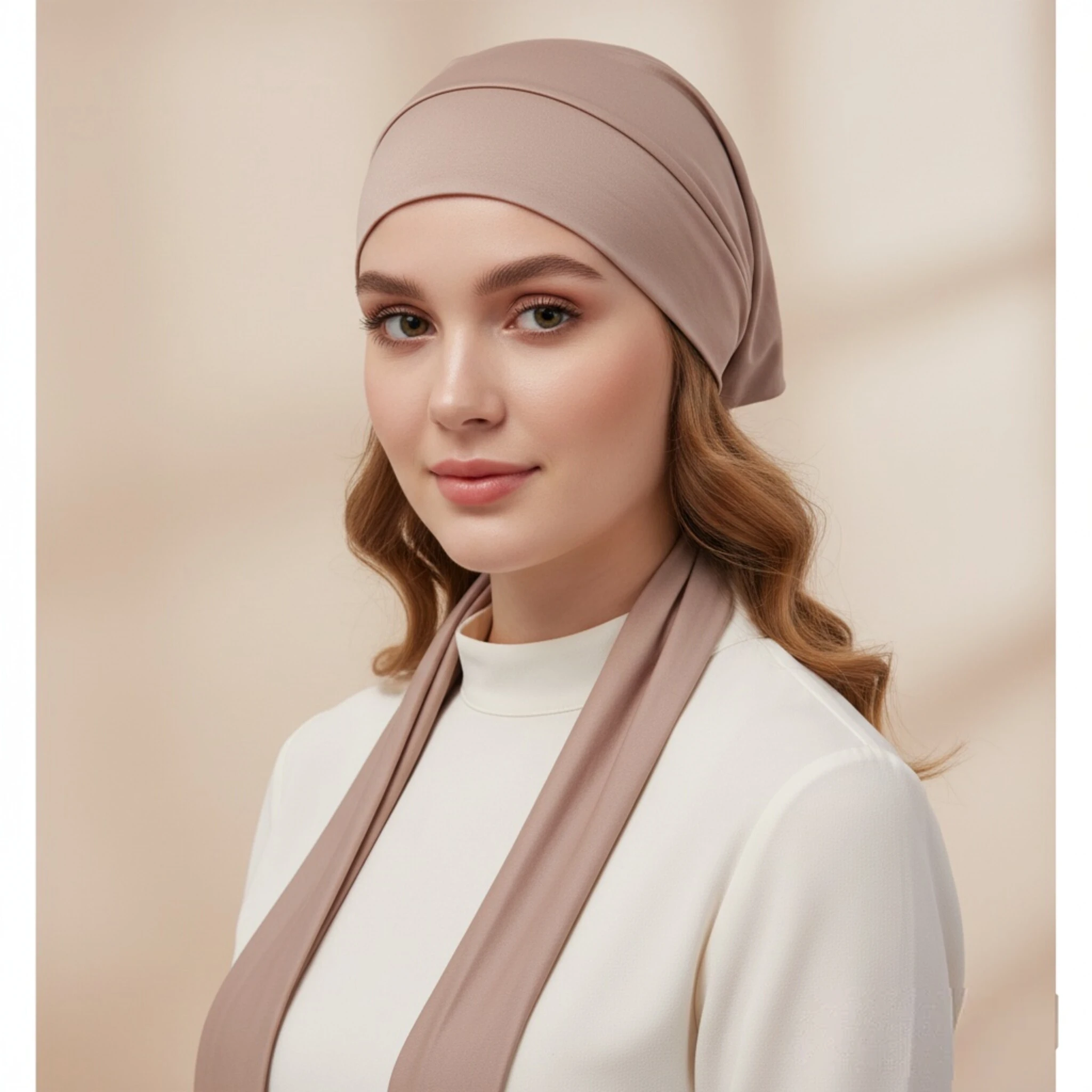 Women Soft Stretch Turban Head Wrap Solid Color Pre Tied Headscarf Long Tails Breathable Head Cover Cap Daily Wear Hair Cosplay