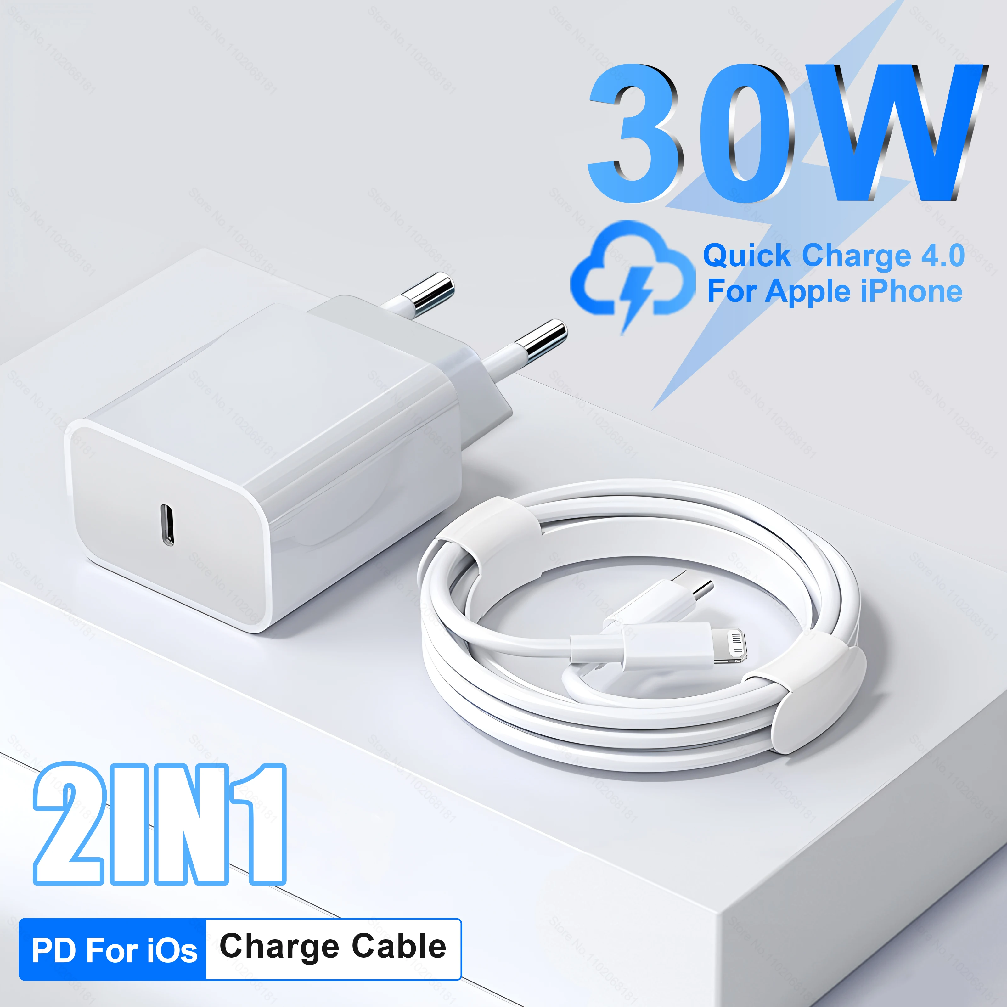 PD 30W USB C Phone Charger For Apple iPhone 14 13 12 11 Pro Max Mini X XR XS 7 8 Plus SE Fast Charging Type C Cable Accessories