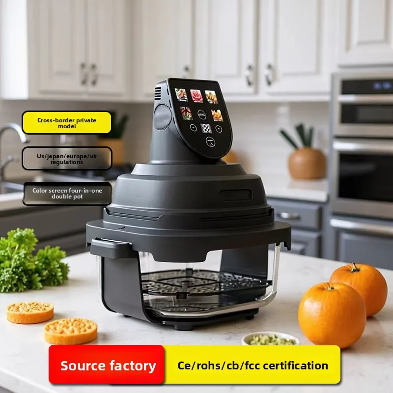 Color screen smart air fryer Air Fryer glass visual French fries electromechanical oven European 110V beauty