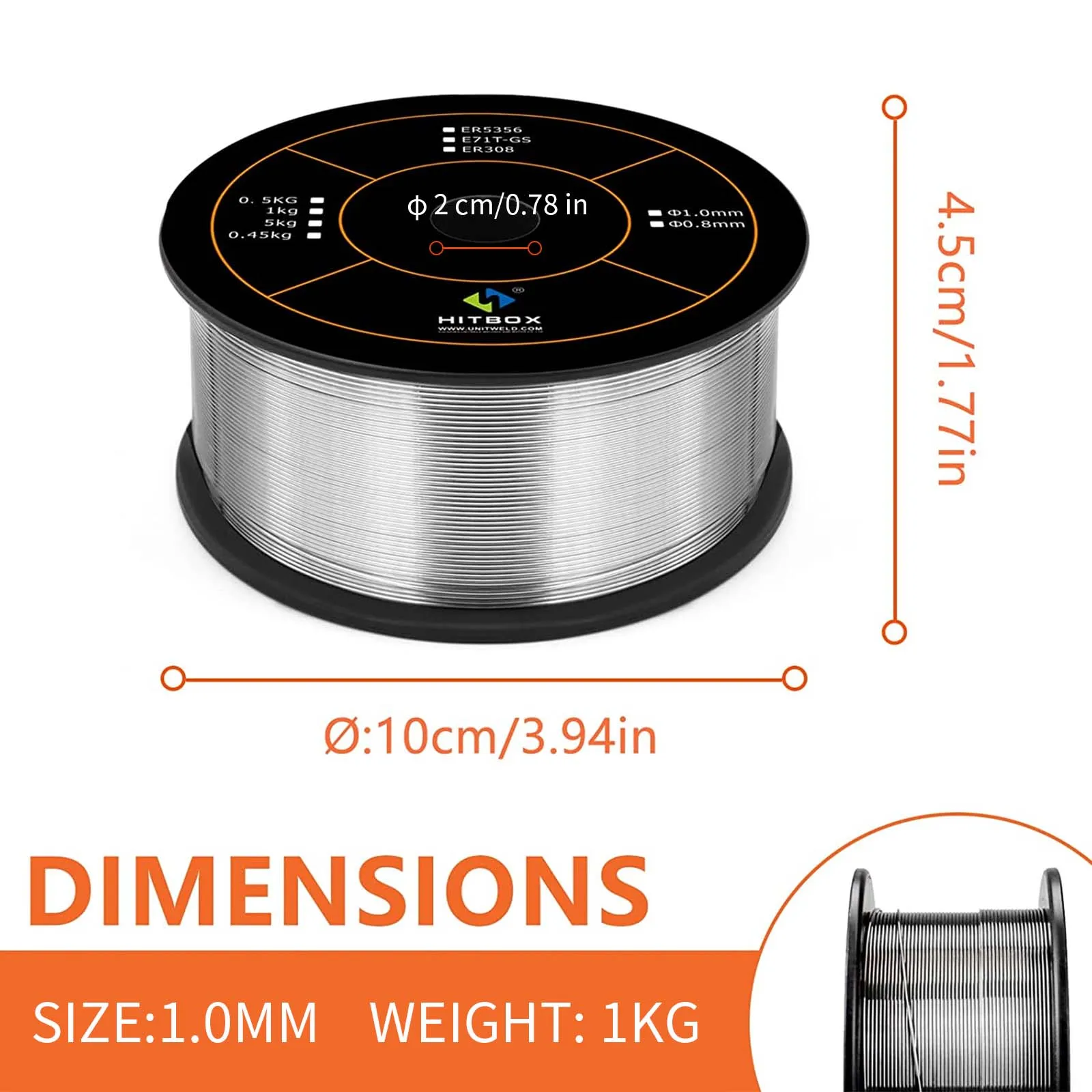 Imagem -05 - Hitbox-soldagem Fluxo Fio de Solda sem Fios de Soldador de Gás Ferro de Aço Mag Consumíveis E71t-gs Acessórios Mig 1kg 0.8 mm 1.0 mm