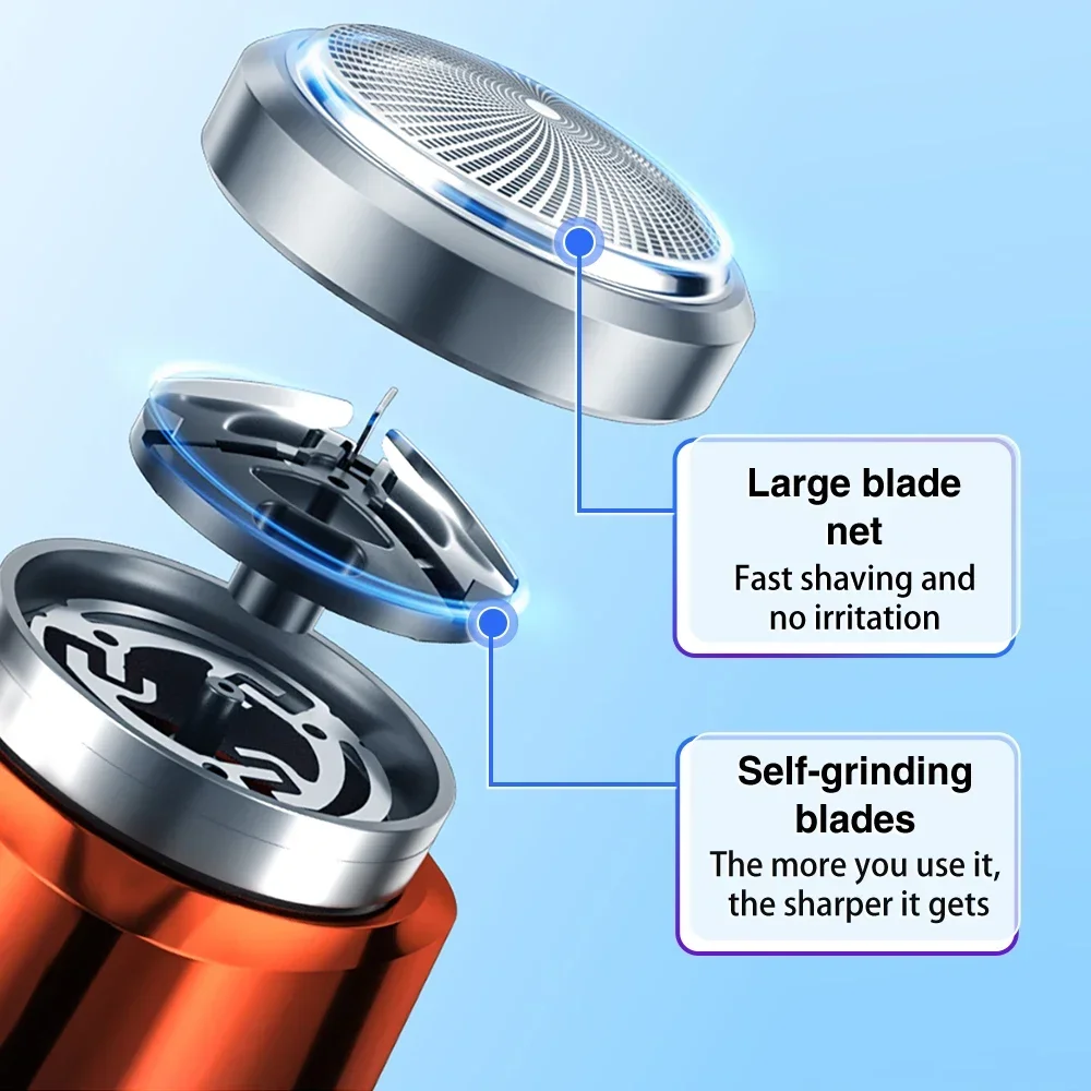 남성용 USB 휴대용 미니 전기 면도기, 수염 미니 면도기, 믹서기 방수 날카로운 날, 자극 없음