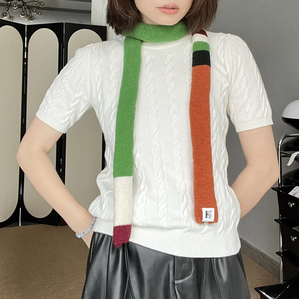 مخطط أفخم وشاح ضيق رقيقة الأوشحة الطويلة موضة الكورية معطف شتوي وشاح عادية الشارع منديل غير رسمي للرجال والنساء #1