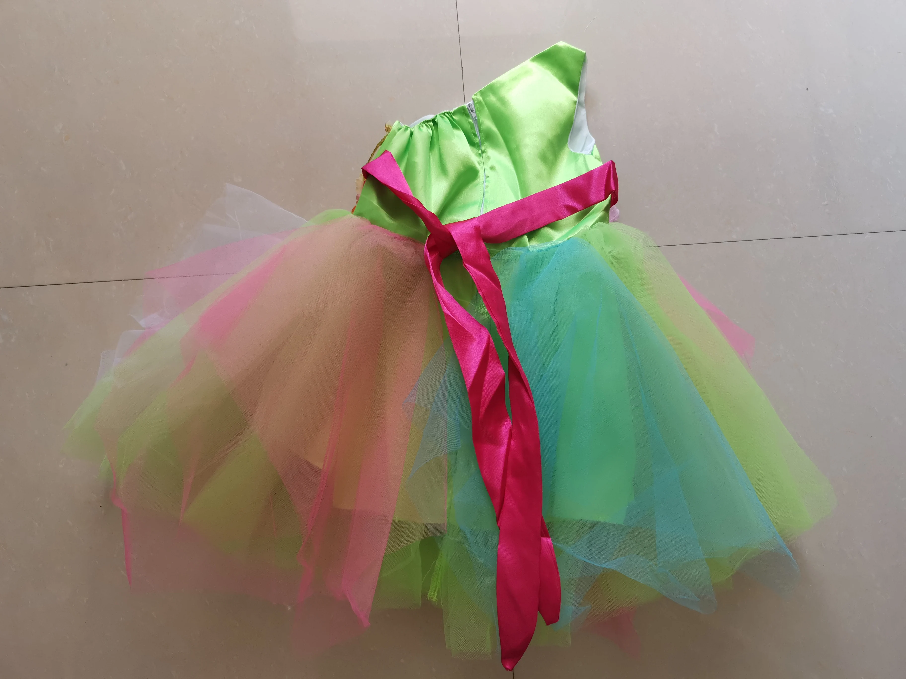 Colorful Flowers Standart Salsa Dance Dress For Girls Modern Dance Costume For Girls Dance Wear Childrens Kids Party Dresses