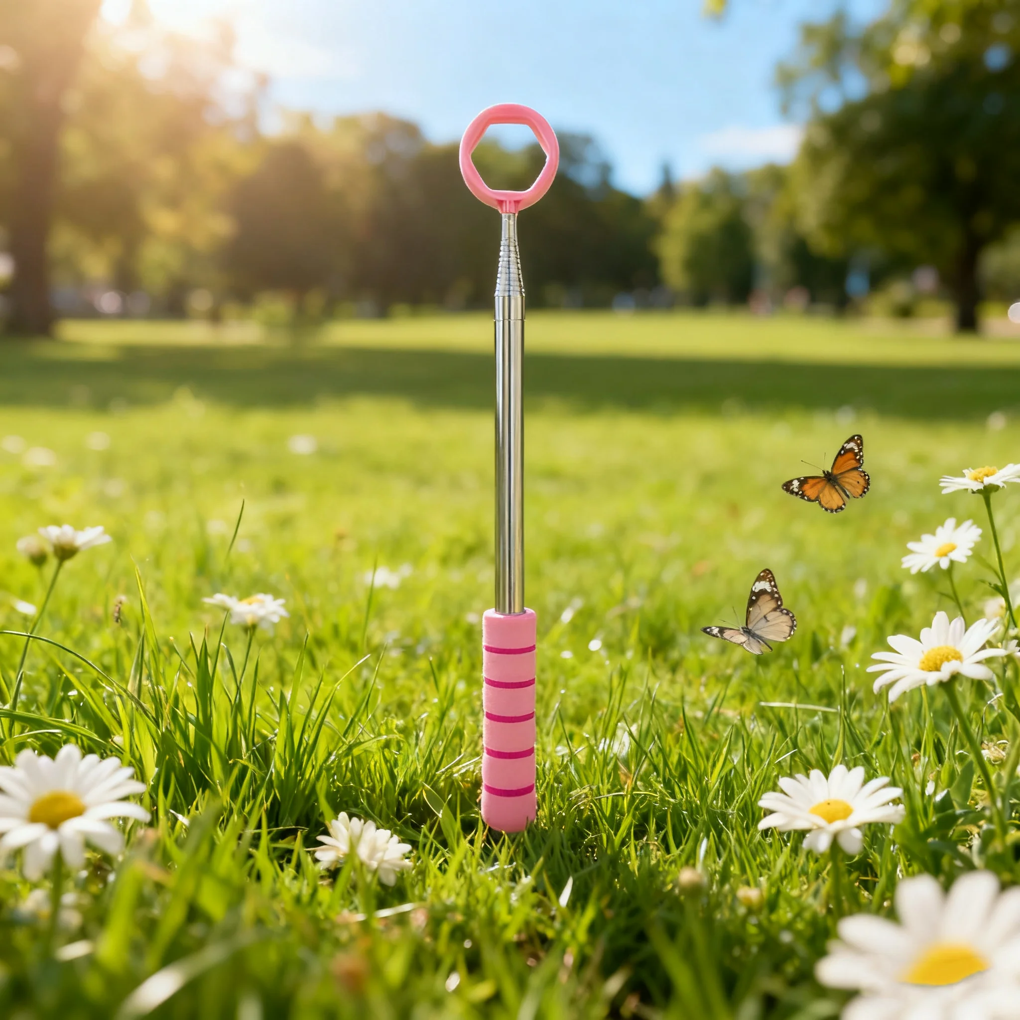 Extendable Telescopic Golf Ball Retriever Adjustable Non-Slip Handle Stainless Ball Grabber Two-Sided Square Holes