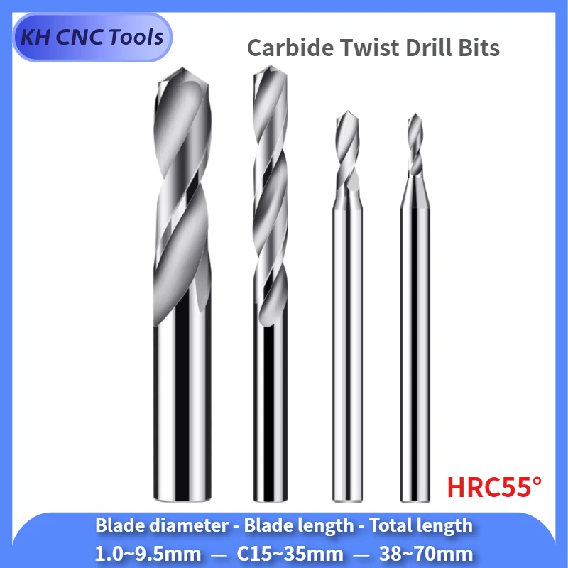 Solid Carbide Twist Drill Bits CNC 55 Tungsten Drill Bit 1-20mm Metal Working Bit For Stainless Steel Milling Cutter Tools HRC58