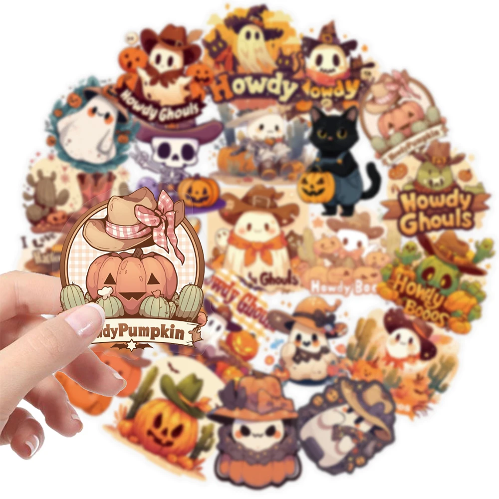 10/30/50pcs Transparent Cute Halloween Ghost Cartoon Stickers Funny Pumpkin Decals DIY Motorcycle Phone Guitar Kids Sticker Toys