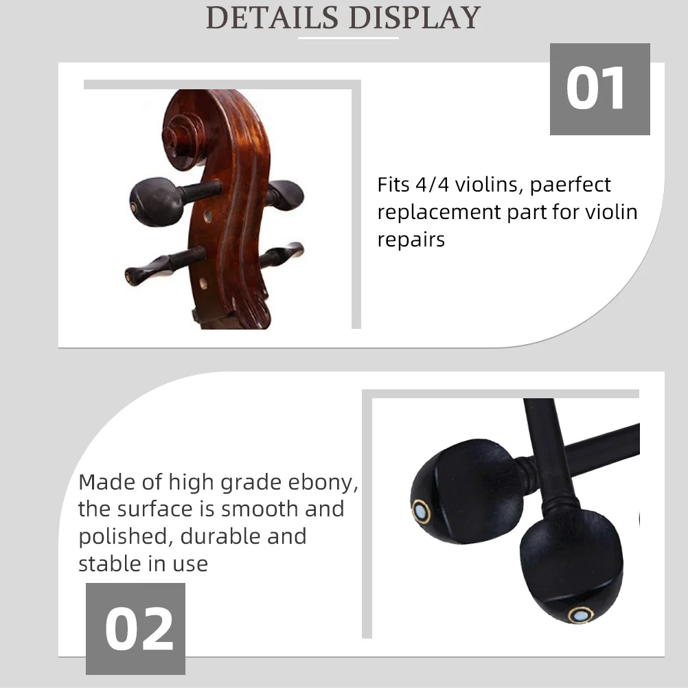 

4Pcs High-Quality Ebony Tuning Pegs for Violin Fine Craftsmanship Fish-Eye Design Reliable Tuning Replacement Supplies
