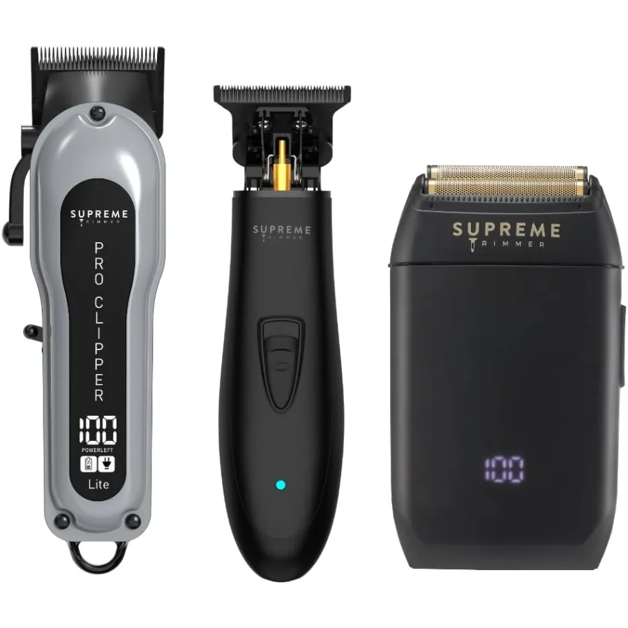 

Профессиональный парикмахерский комплект 3-в-1 для мужчин: компактный триммер Pro Clipper Lite DLC T-Shaper и комбинированный комплект для бритвы с кричащей фольгой с