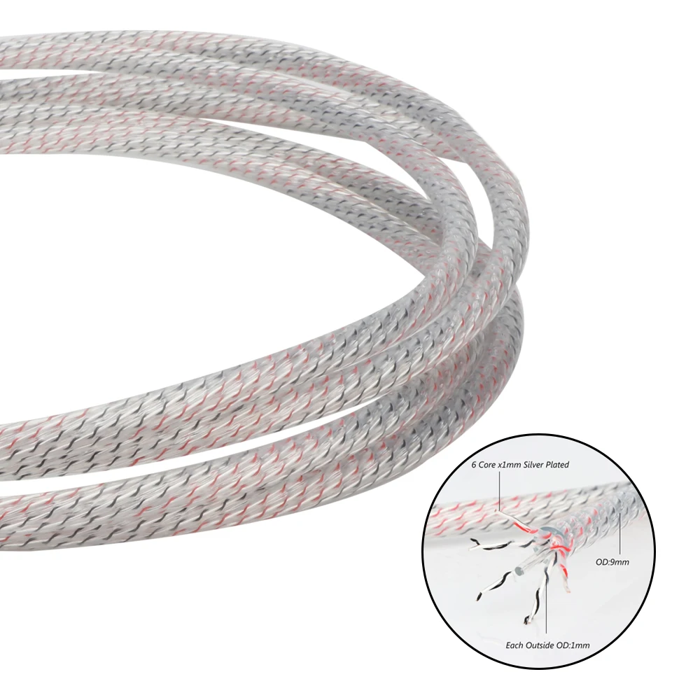 Пара акустических кабелей HIFI Audio с посеребренным разъемом типа «банан» в корпусе из углеродного волокна с родиевым покрытием Y-образной вилкой