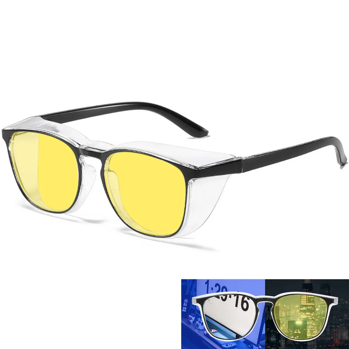 

Night Vision Glasses Frames Large Oversized Blue Light Blocking Glasses for Women Men Outdoor Night Driving Goggle