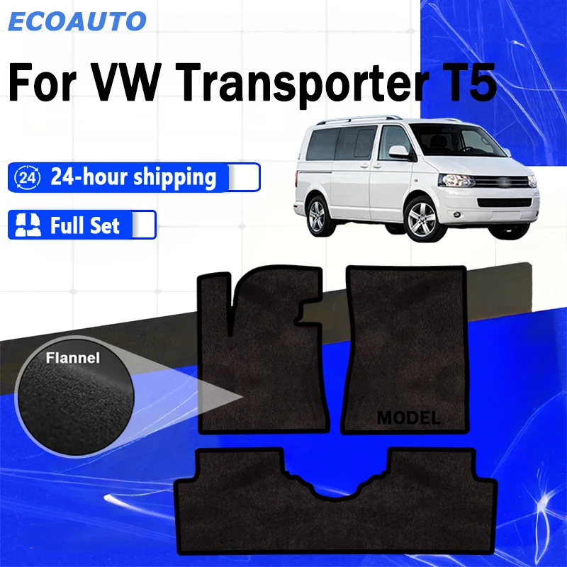 

ECOAUTO Flannel Car velour mats for VW Transporter T5 Caravelle 5seats 2OS (2003 2004 2005 2006-2015) -graphite