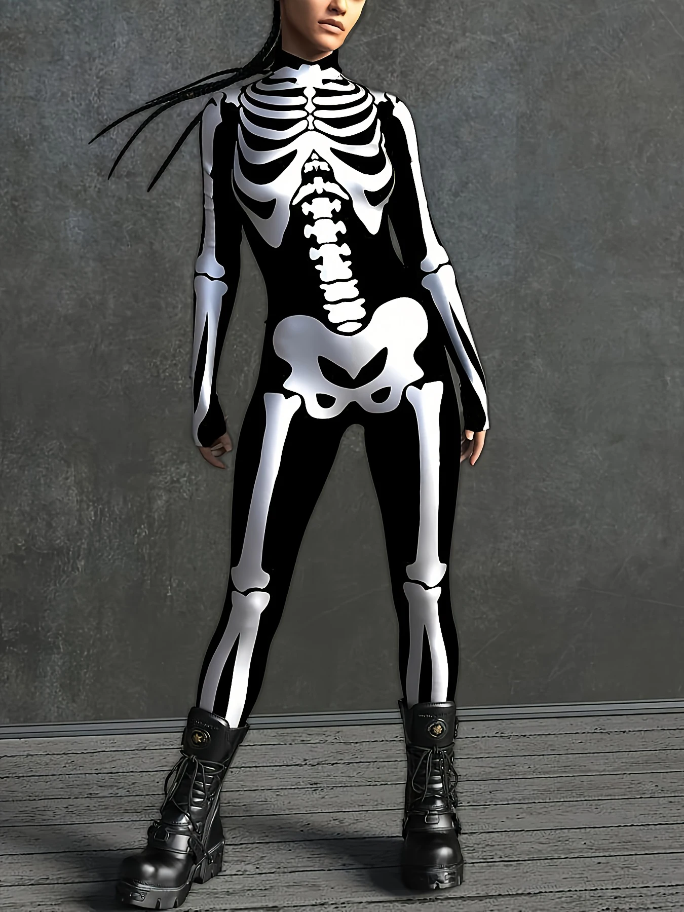 Halloweenowe przebranie dla pań Horror Bones Skeleton Skeleton Cosplay Scary Masquerade Onesie