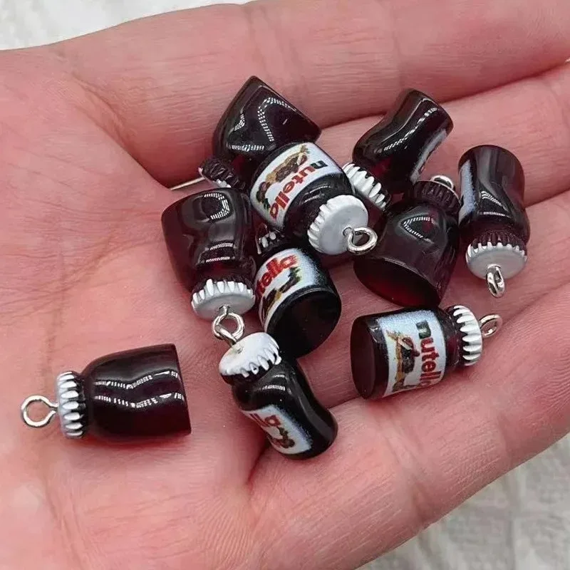 10Pcs Cute 3D Bread Jam Bottle Resin Pendants Mini Cartoon Simulation Food Charms DIY Craft Supplies For Earrings Necklaces