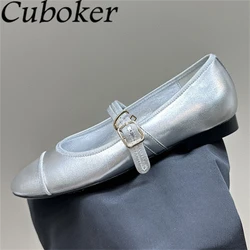 2024 Summer Round Toe Ballet Flat Shoes For Women Real Leather Mary Janes Shoes Daily Casual Loafers Elegant Single Shoes Mujer