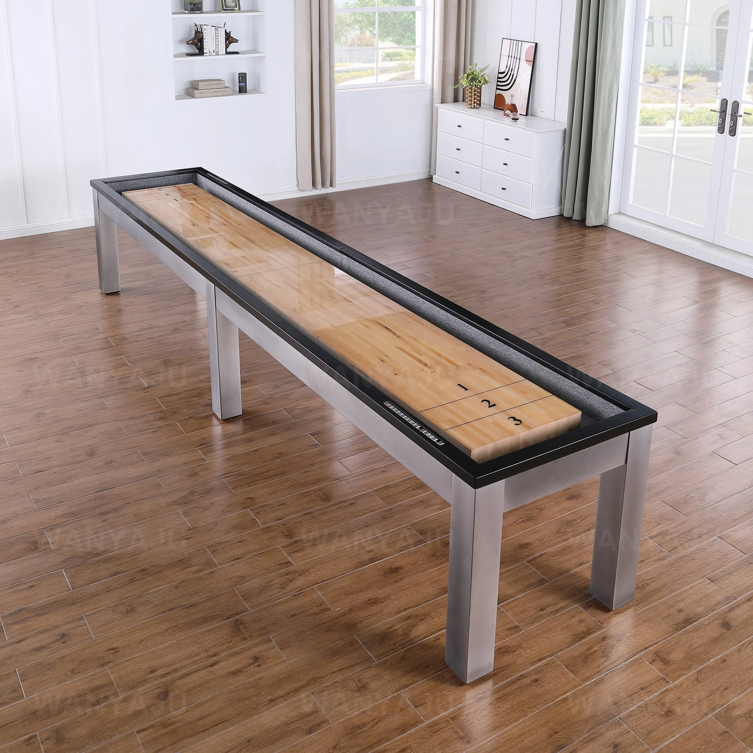 Professional High-End Solid Wood 9ft 12ft Shuffleboard Table, Multifunctional Modern Luxury, with Cover, Indoor Game Table