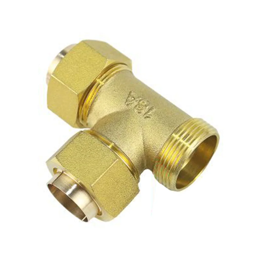 1pc Pipe Connector Brass Pipe T-Piece Fittings Pressure Resistant Connector For Heating System Accessories