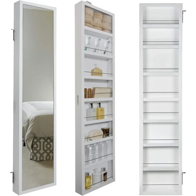 Deluxe Mirrored Behind The Door Adjustable Medicine Cabinet, Kitchen & Bathroom Storage Cabinet, Furniture