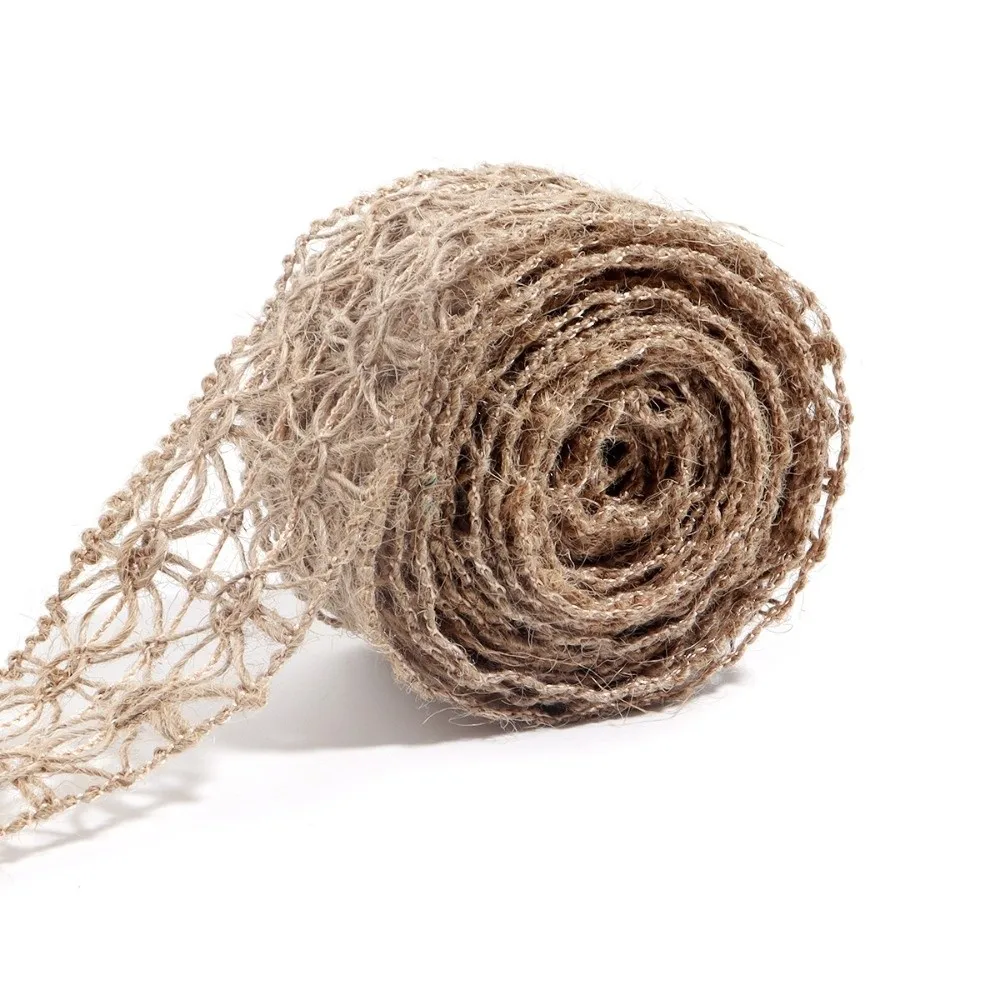 Natural Jute Burlap Ribbon Solid Color Brown Color Rustic Ribbon Spool Woven Texture Natural Burlap Ribbon for Gift Wrapping