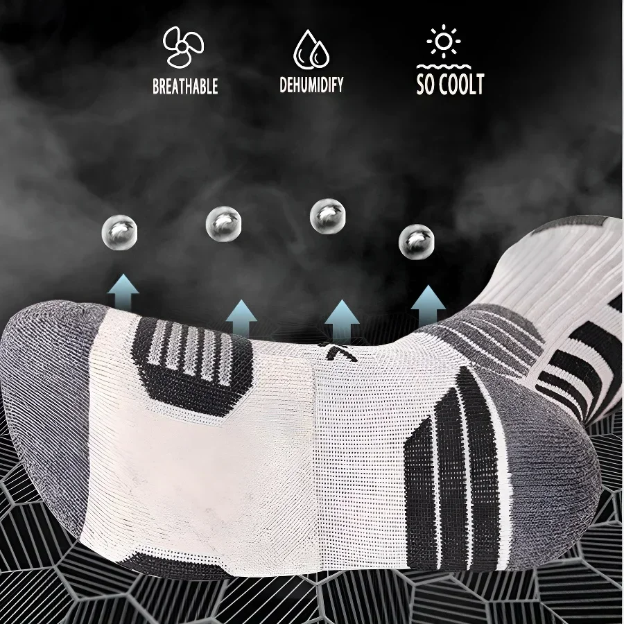 3Pairs Sport Running Socks Athletic Breathable Mesh Thick Compression Basketball Socks Sweat Absorb Professional Cycling Socks