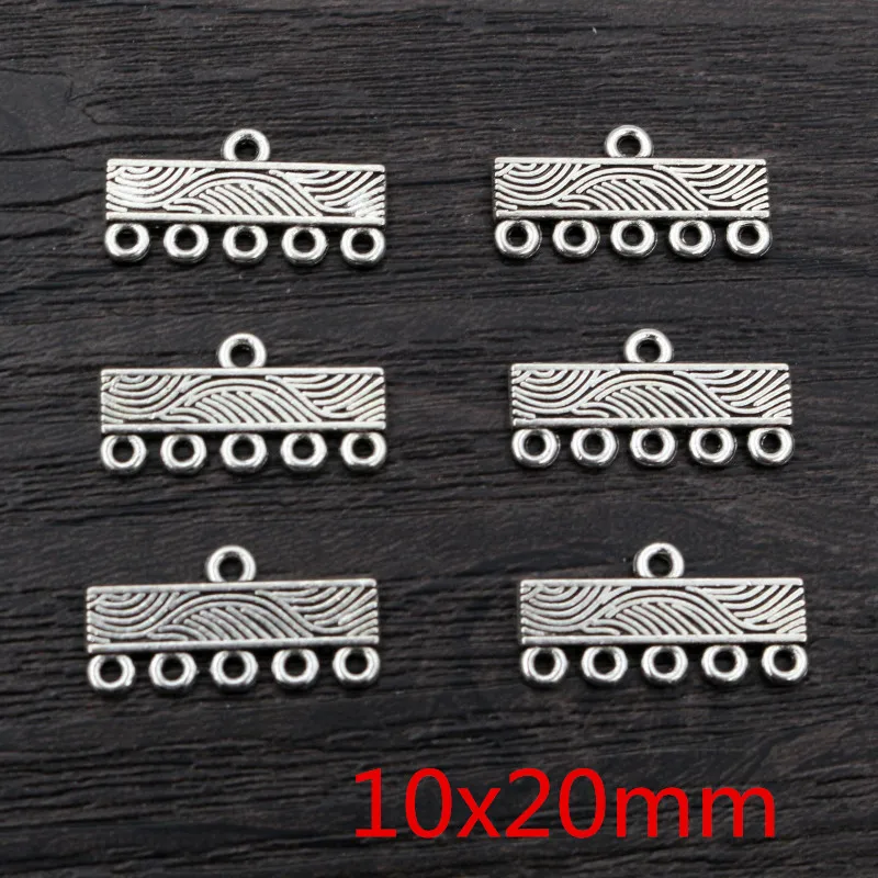 30pcs Antique Silver Plated Vintage Bar Rectangle Retro Connector Charm Pendant DIY Necklace Jewelry Findings Accessories