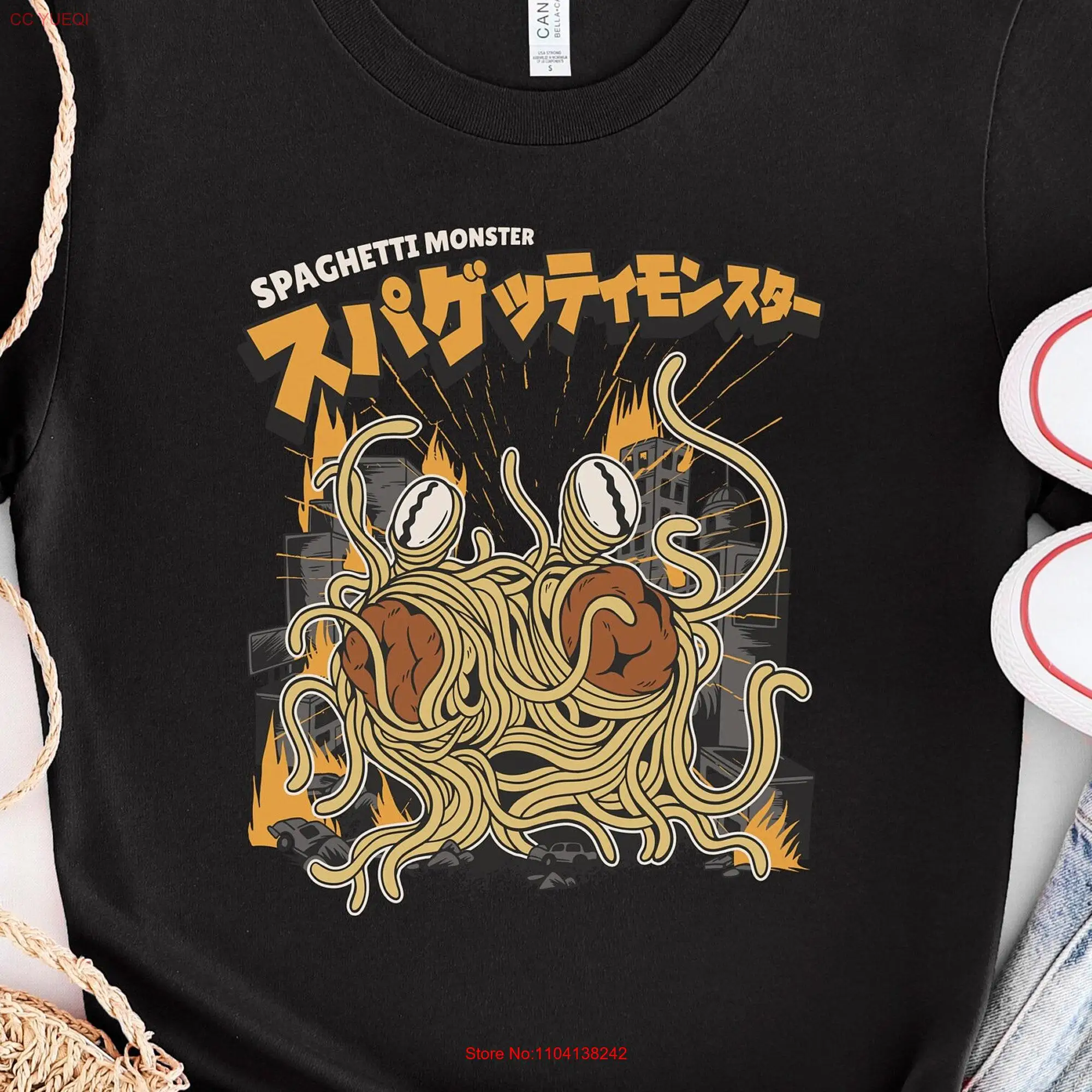 Spaghetti Monster T Shirt Pasta Italian Cuisine Lovers for Cooks and Chefs Kitchen Enthusiasts Food long or short sleeves