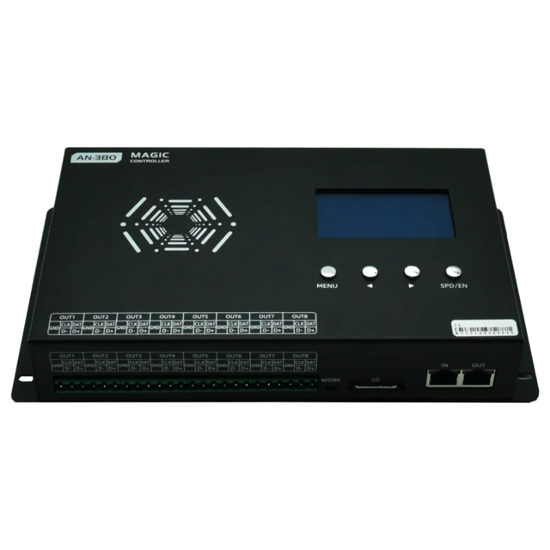 8Ports Artnet Controller SPI/TTL & DMX Pixel LED light AC100V～240V for Indoor Lighting,supports Madrix, SD Card,DMX512 Console