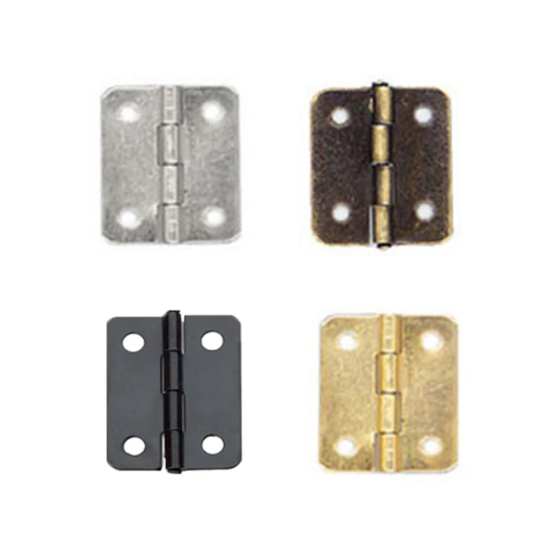 10pcs Hinges+screw Fillet Silver/Antique bronze/Gold/Black 18*16mm Decor Cabinet Wooden Box Jewelry Wine Case Vintage Four Holes