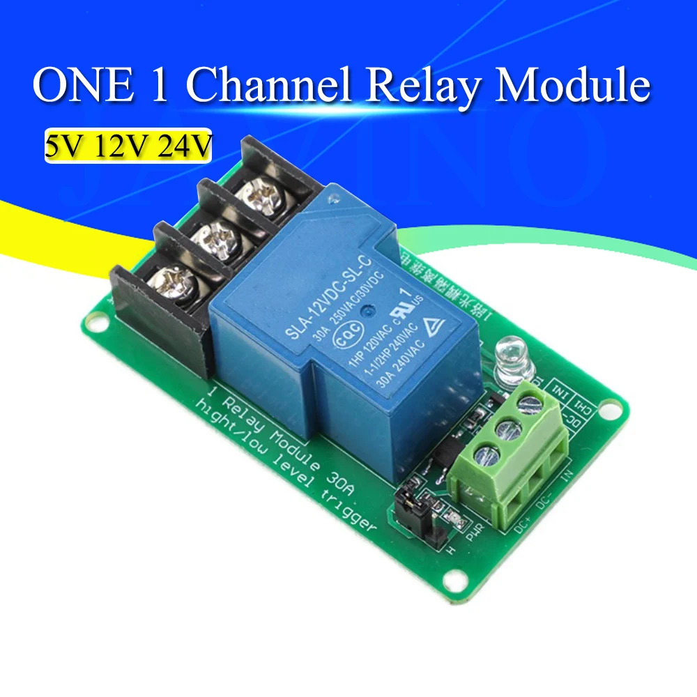 ONE 1 channel relay module 30A with optocoupler isolation 5V 12V 24V supports high and low Triger trigger