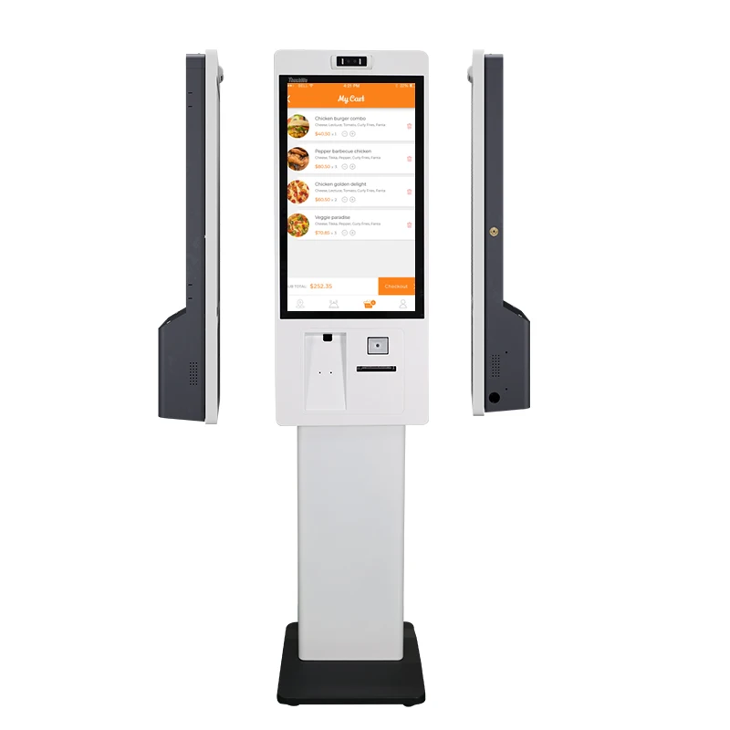 21 23 27" Self-ordering-kiosk Self Check In Touchscreen Kiosk Ticket Printing Self Service Payment Machine