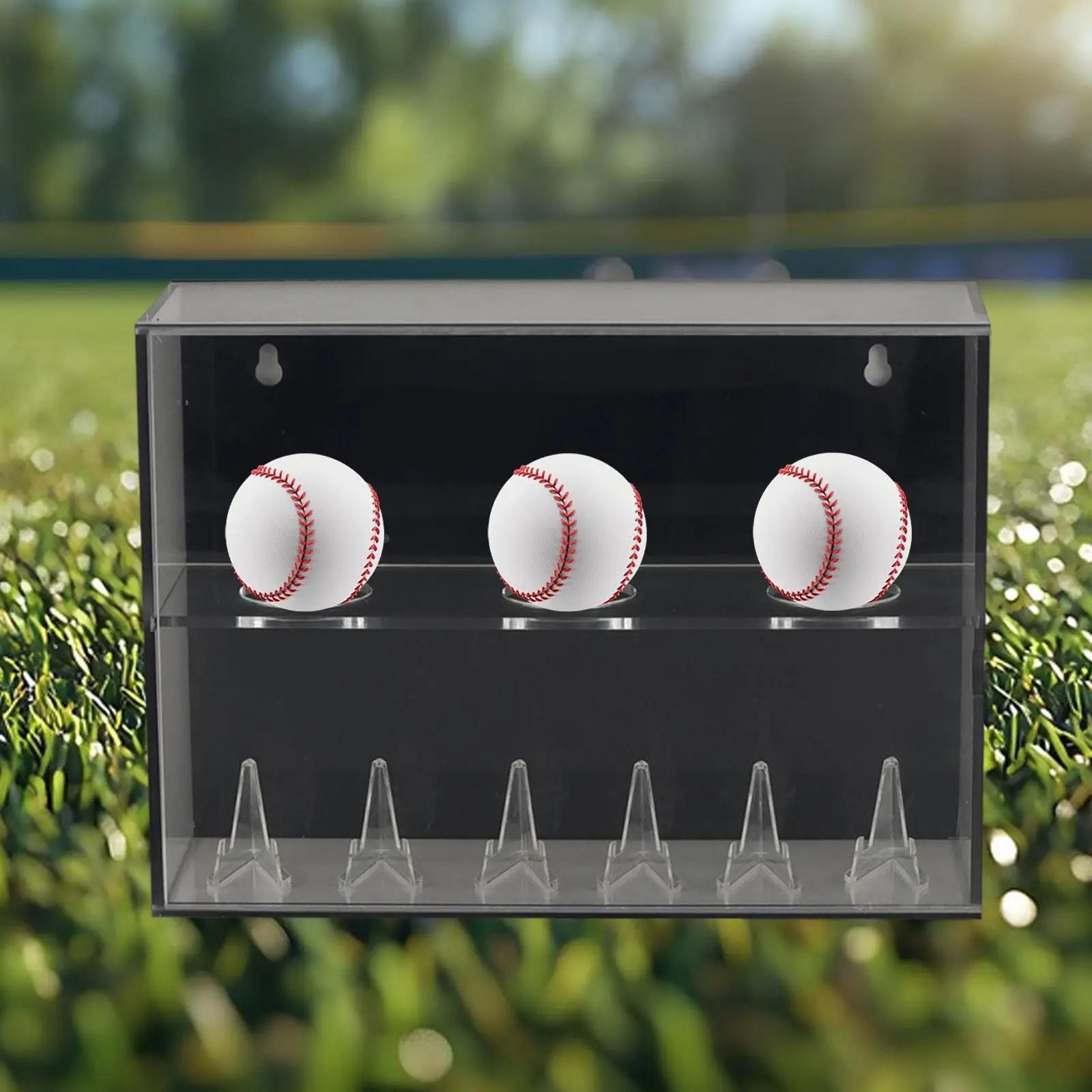 

Baseball Display Case, Showcase Tabletop/Wall Mount Challenge Coins Holder Baseball Ball Display Holder Tennis Ball Display Rack
