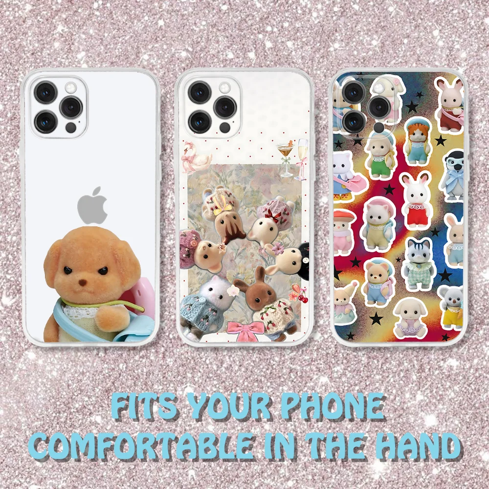 

S-Sylvanians Cute Families Phone Case For iPhone 16,15,14,13,12,11 Pro,Max,Plus,X,XS,XR,SE,Mini Transparent Silicone Soft