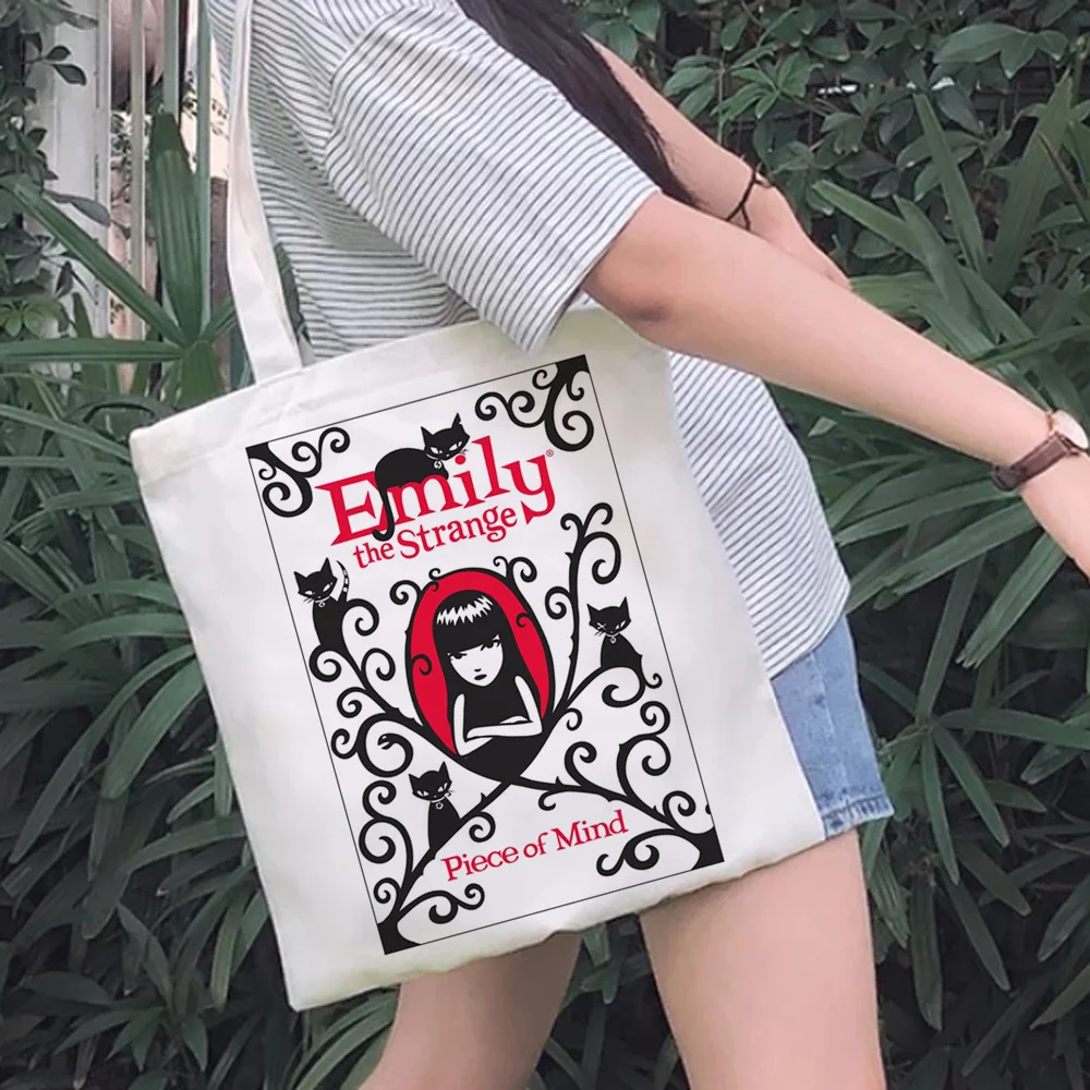 emily the strange shopping bag shopper jute bag bolso shopper bag tote fabric bolsas reutilizables bolsa compra sac tissu