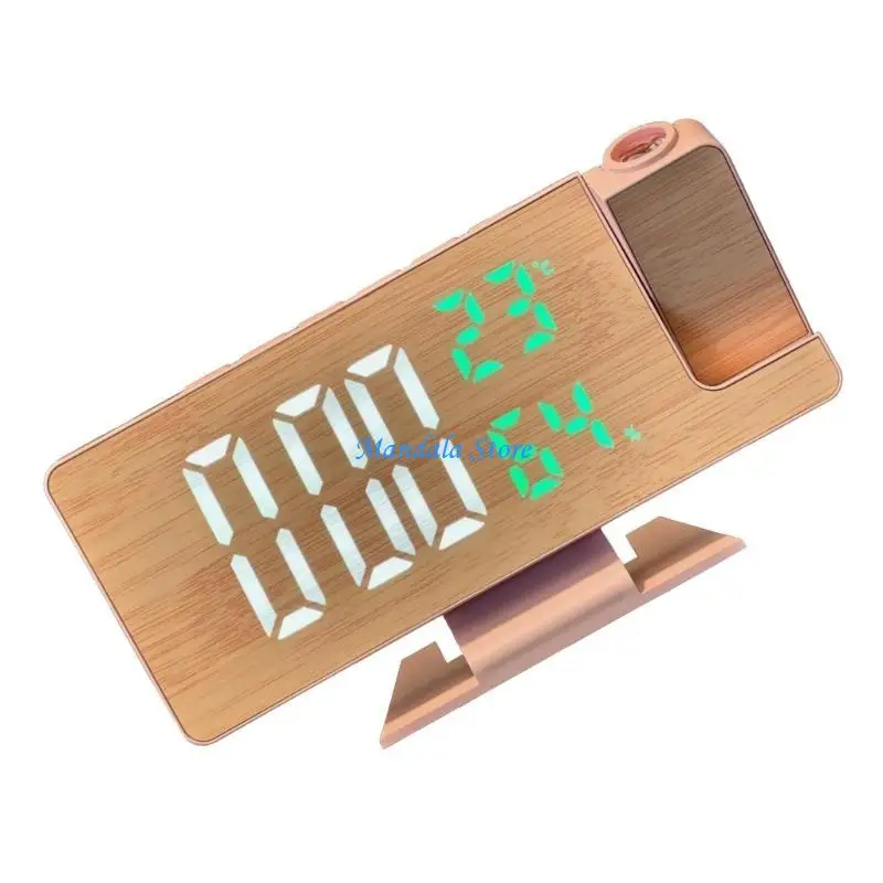 U2JC Desk Digital Projection Alarm Clock with Large LED Display Temperature Humidity