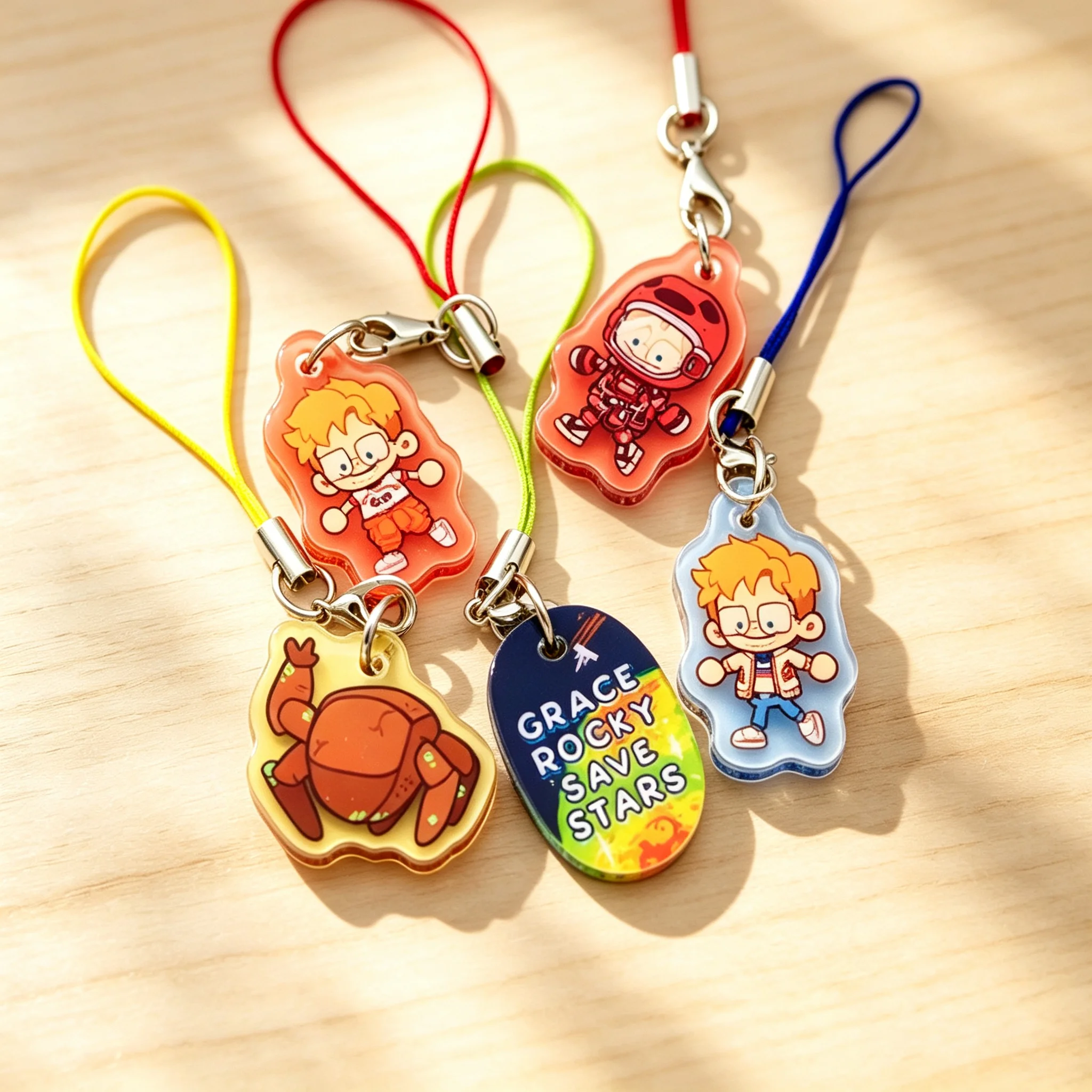Project Hail Mary Acrylic Phone Charms Cute Rocky Grace Cartoon Character Phone Lanyard Strap Keychain Bag Pendant Anime Gift