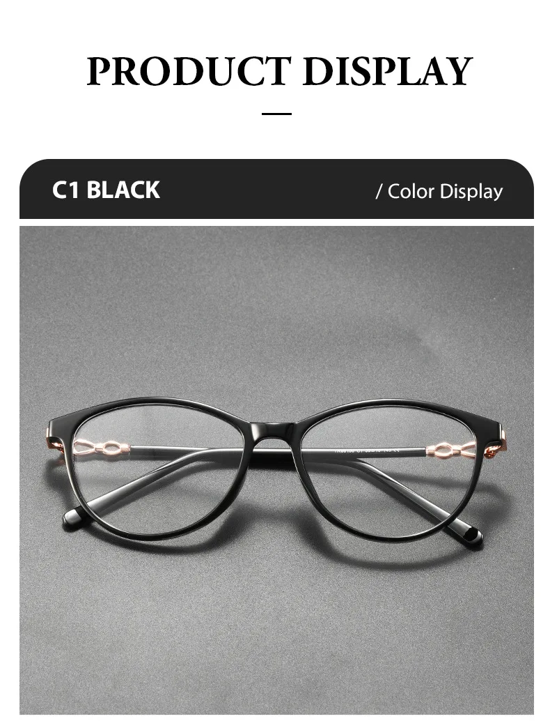 Neue Modische Markendesign Retro Katzenaugen-Rahmen Kurzsichtigkeits-Brille mit Sehstärke Photochromatisch Anti-Blaulicht Damen Astigmatismus-Brillen – Detail 10