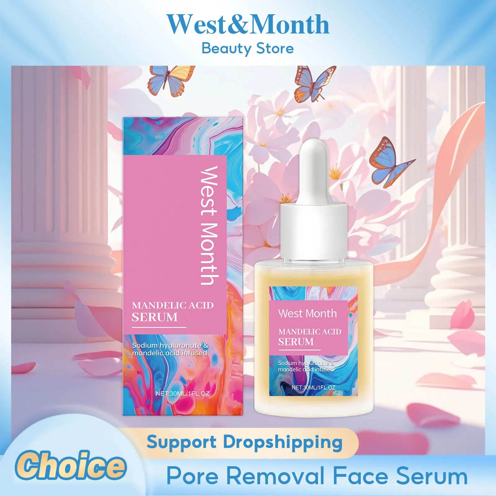 

Mandelic Acid Face Serum Shrink Pores Improve Dry Fade Fine Lines Removing Acne Moisturizing Smoothing Repairing Facial Essence
